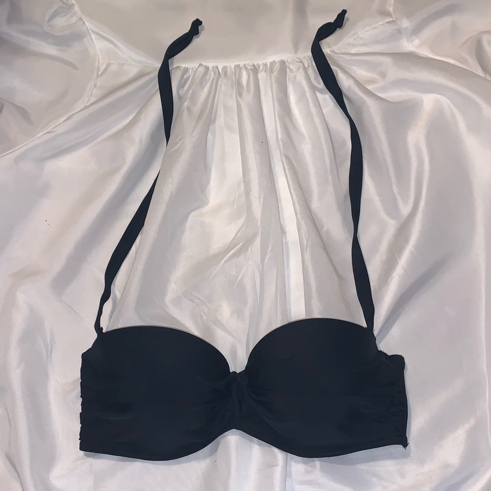 black swimsuit top with twist